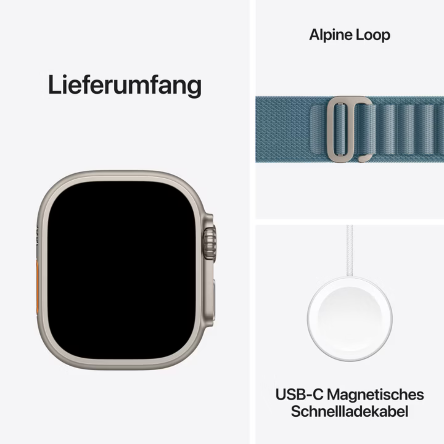 Apple Watch Ultra 3 (49 mm, GPS + Cellular) Natural Titanium Light Blue Alpine Loop S M NEU & OVP versiegelt