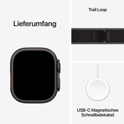Apple Watch Ultra 3 (49 mm, GPS + Cellular) Black Titanium Black Charcoal Trail Loop S/M M/L NEU & OVP versiegelt