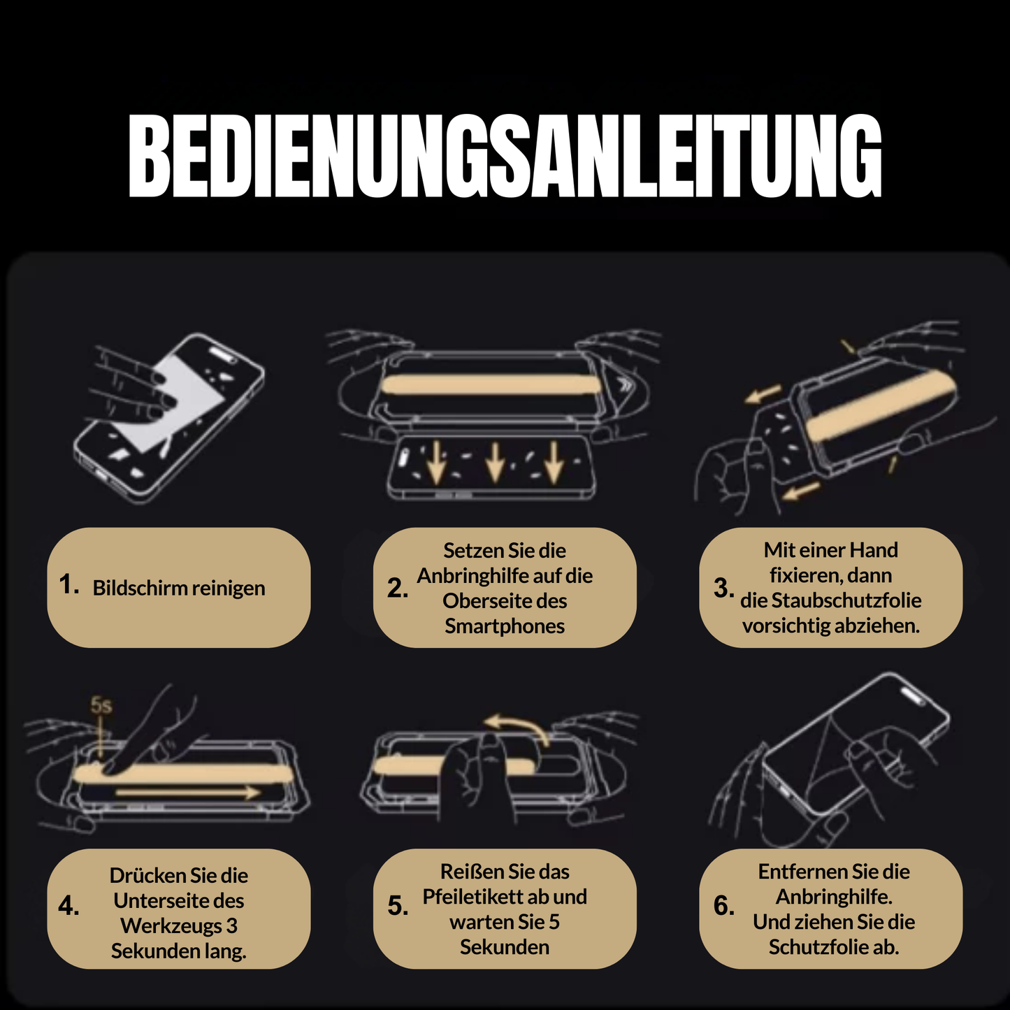 Panzerfolie Displayschutz inklusive Anbringhilfe für alle iPhone Modelle