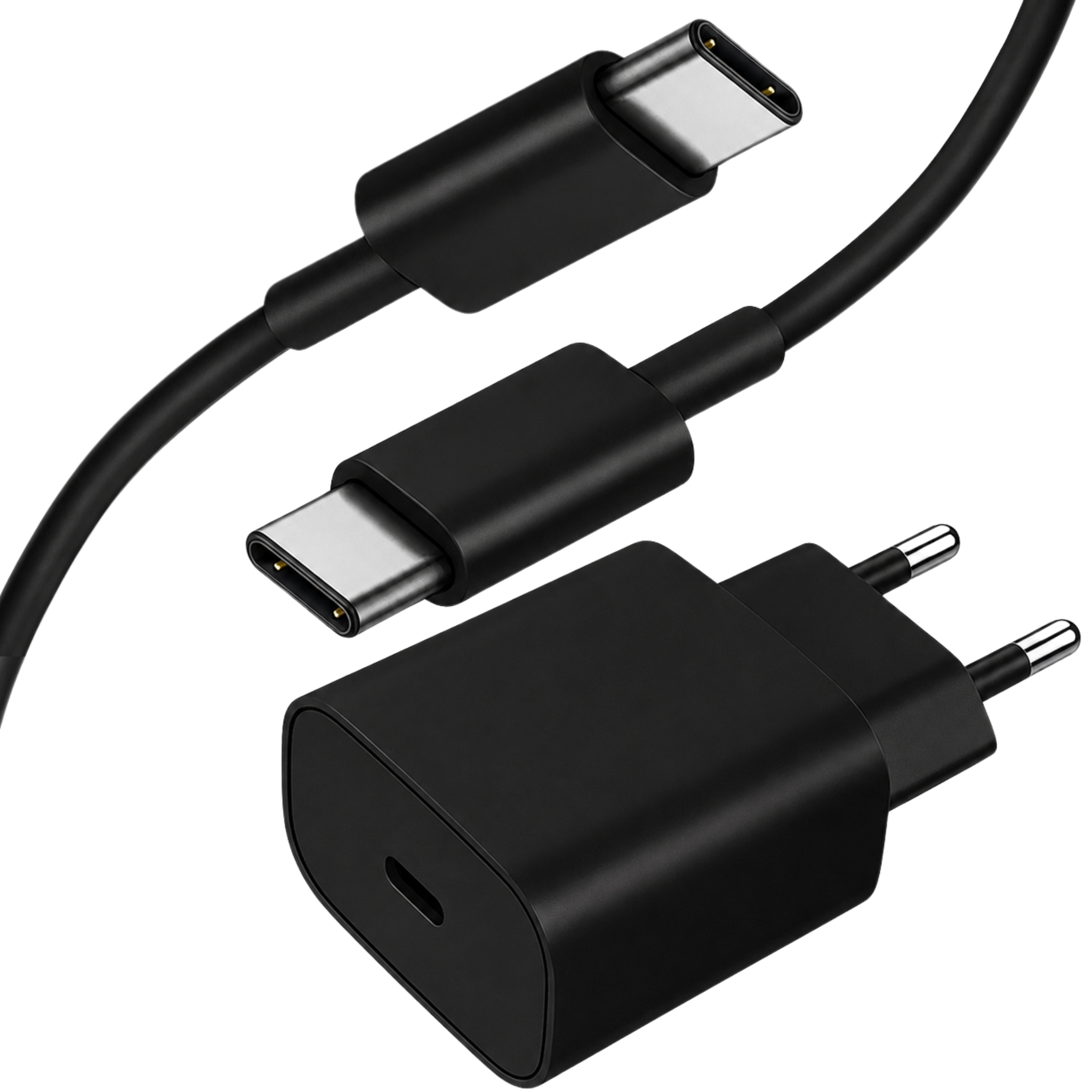 USB-C Schnell Ladekabel Ladegerät in Schwarz