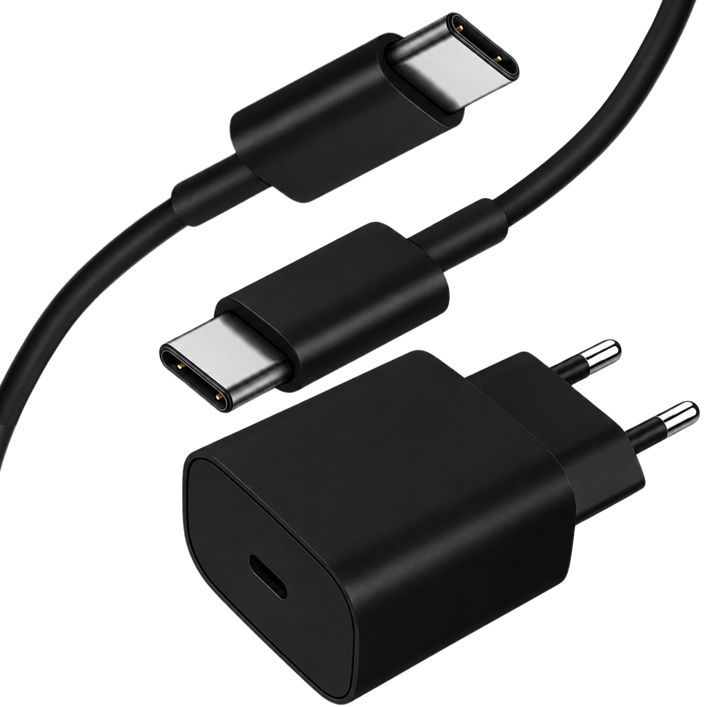 USB-C Schnell Ladekabel Ladegerät in schwarz