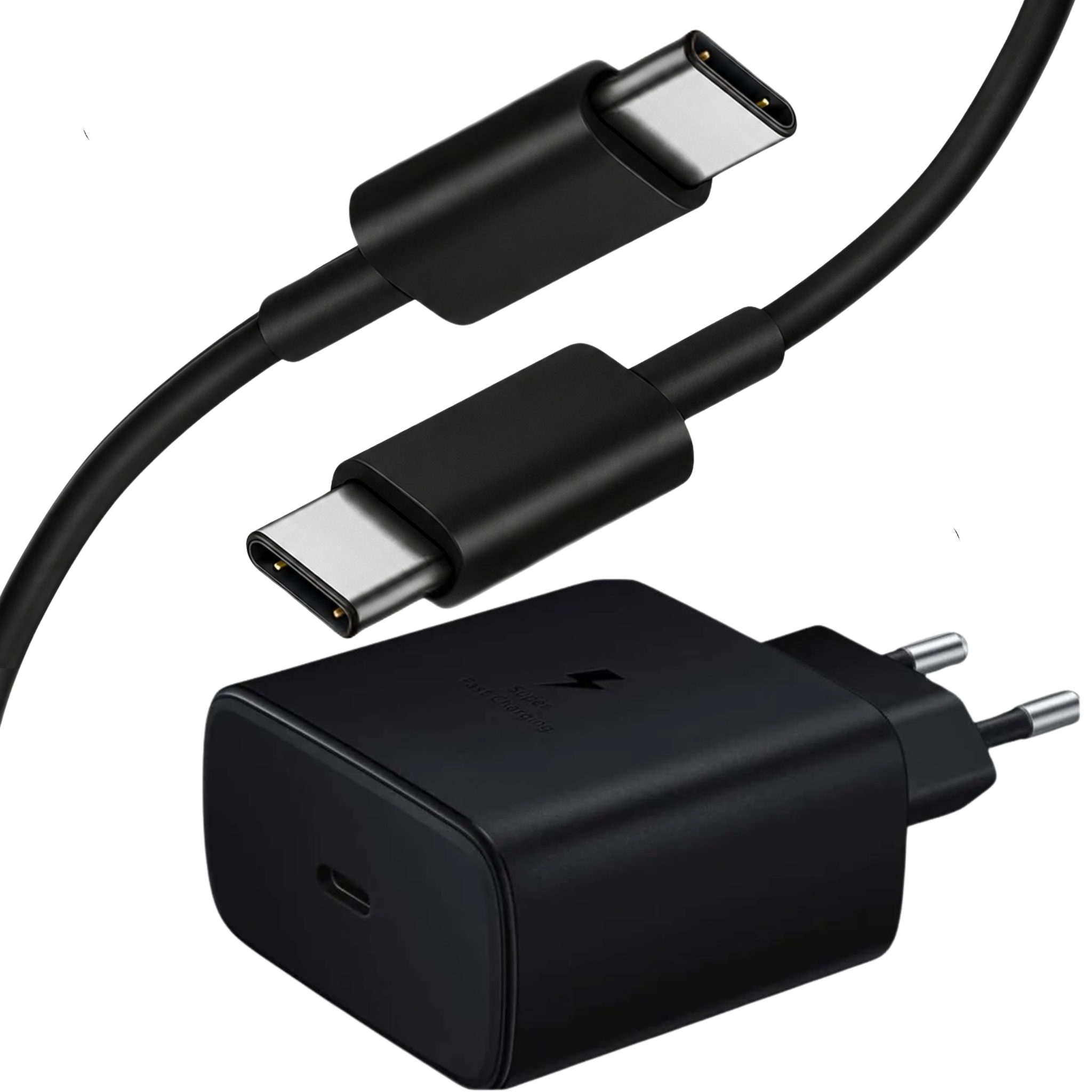 USB-C Super Schnell Ladekabel 45W Ladegerät in Schwarz