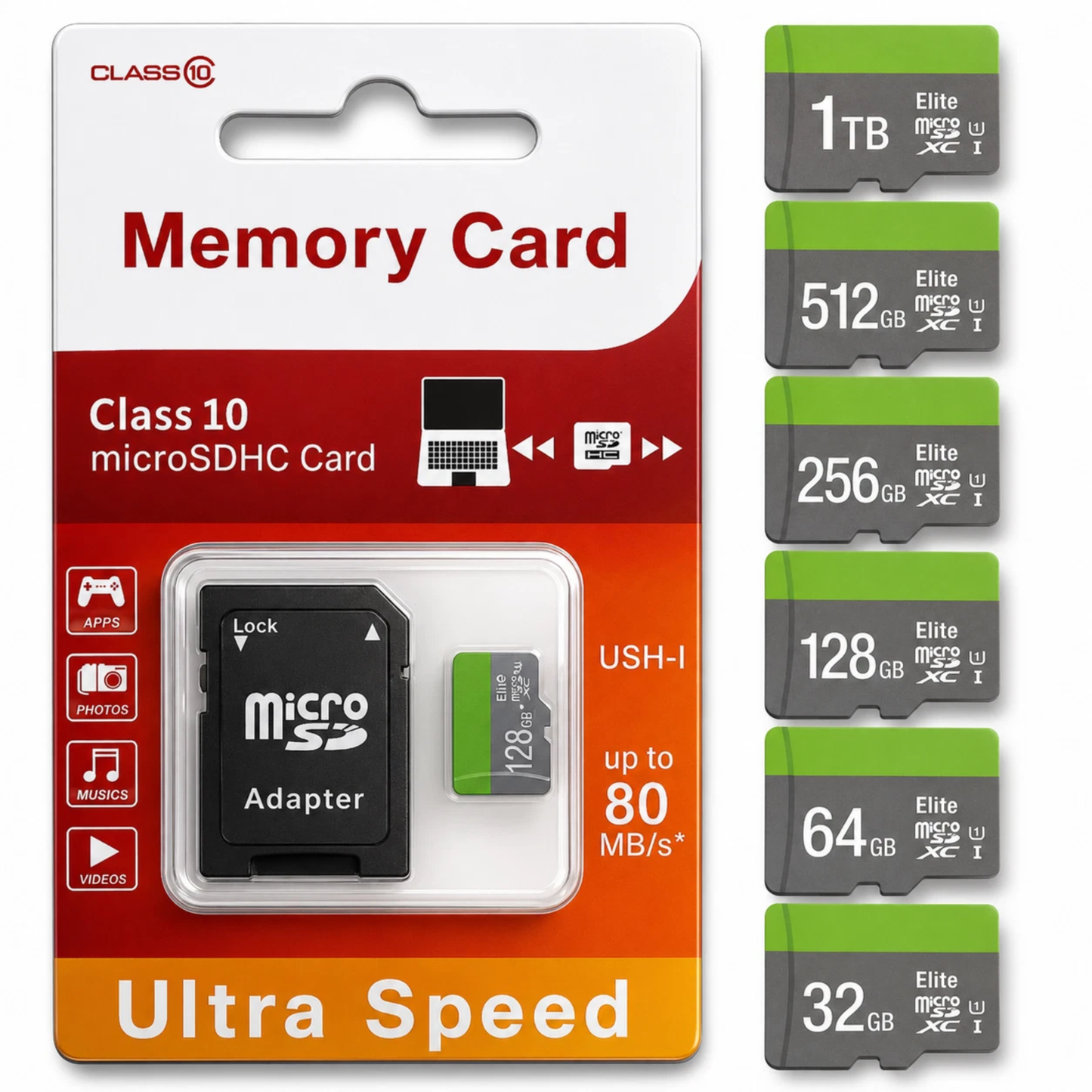 Micro SD Speicherkarte Elite 32GB 64GB 128GB 256GB 512GB 1TB